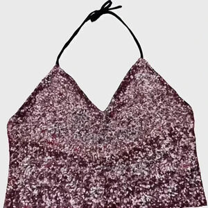 SOLEMIO pink sequin cropped halter size Large EXC CON
